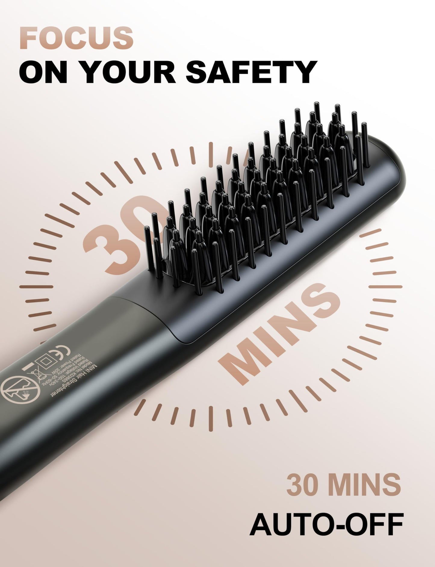 Mini Hair Straightener Brush, Ceramic Hair Straighteners and Straightening Brush 2-in-1 for Women