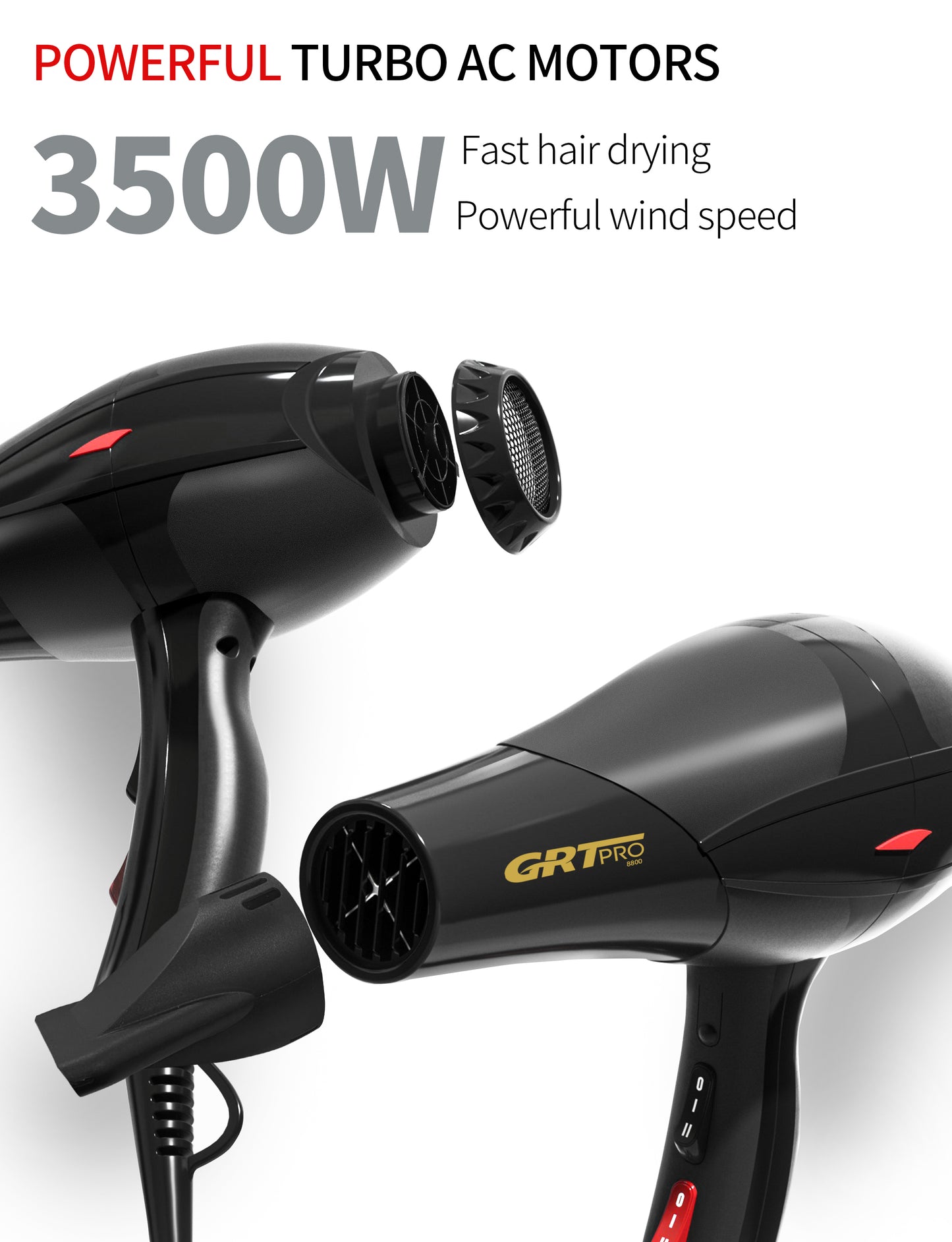 GRT PRO Professional Hair Dryer 3500W 8800