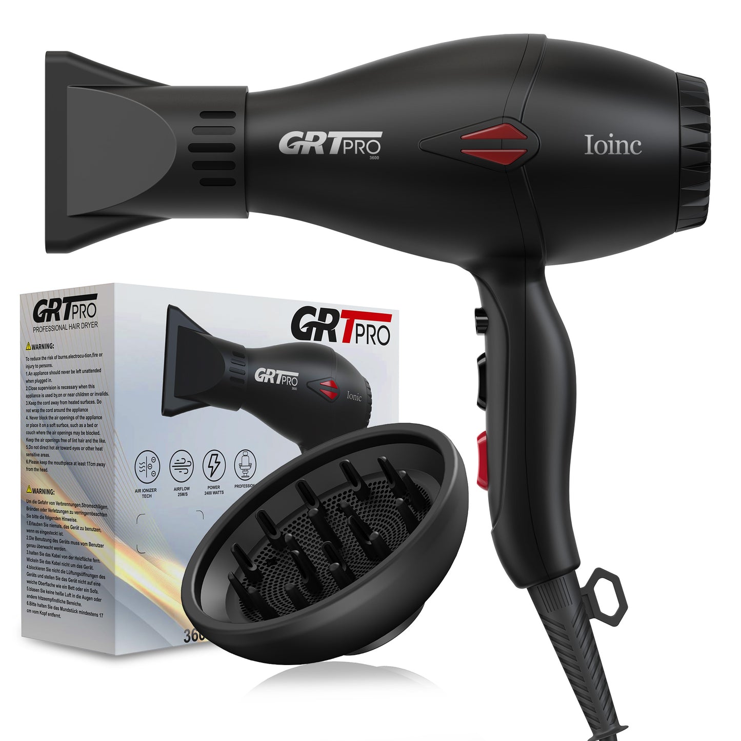 Professional Hair Dryer 2400W Ionic Hairdryer AC Motor