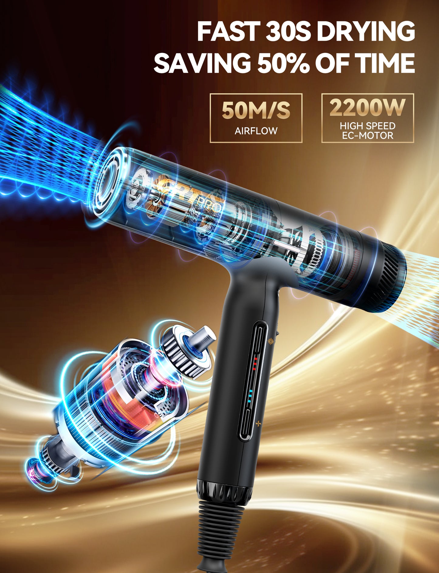 Professional Ionic Hair Dryer Travel Hairdryer 2200W