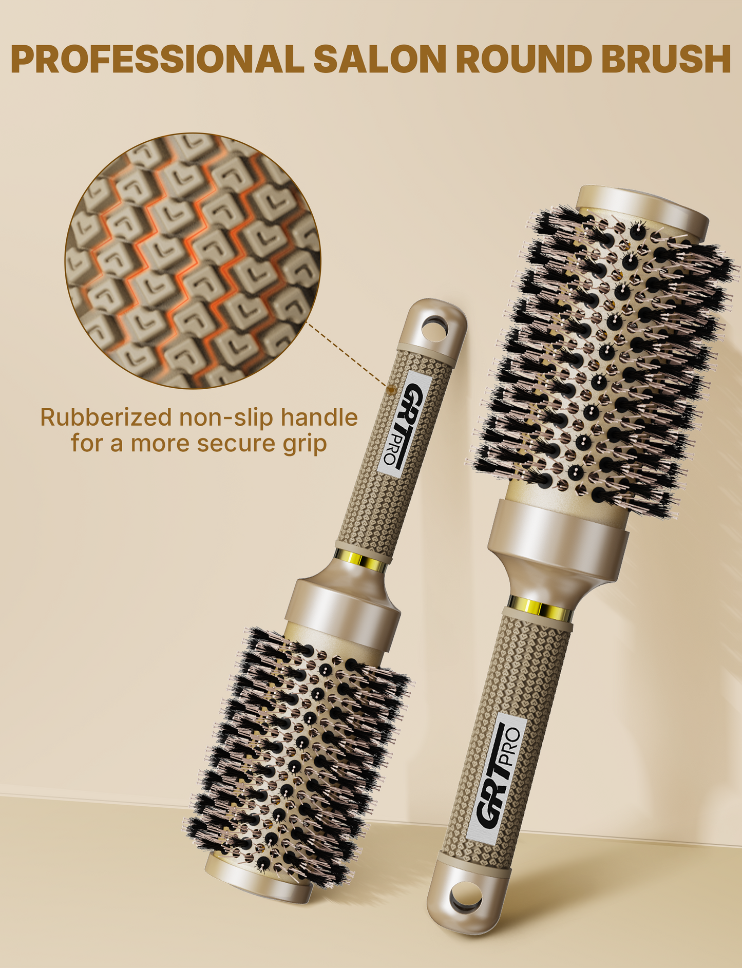Professional Round Hair Brush Ceramic Negative Ion round brushes for blow drying with Circular Airflow Channel, Even airflow for smooth, Tangle-Free Hair Care, 45MM, Suitable for Medium-Long Hair