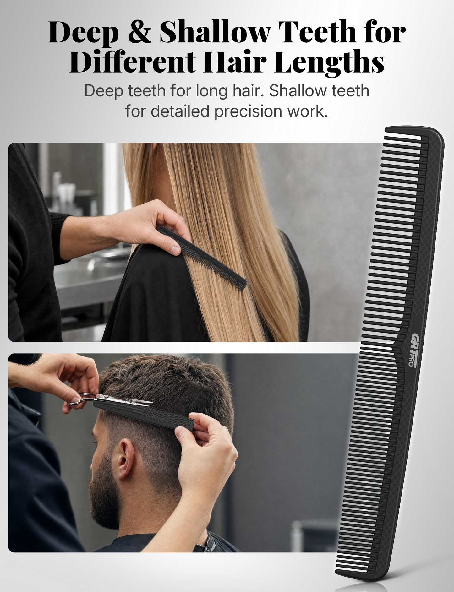 Hair Combs Set 5 Pcs Professional Hairdressing Styling Combs with Stainless Steel Handle, Tail Comb wide tooth comb Cutting Comb, Salon Barber Women Men, Heat Resistant Anti-static, Wet or Dry Use