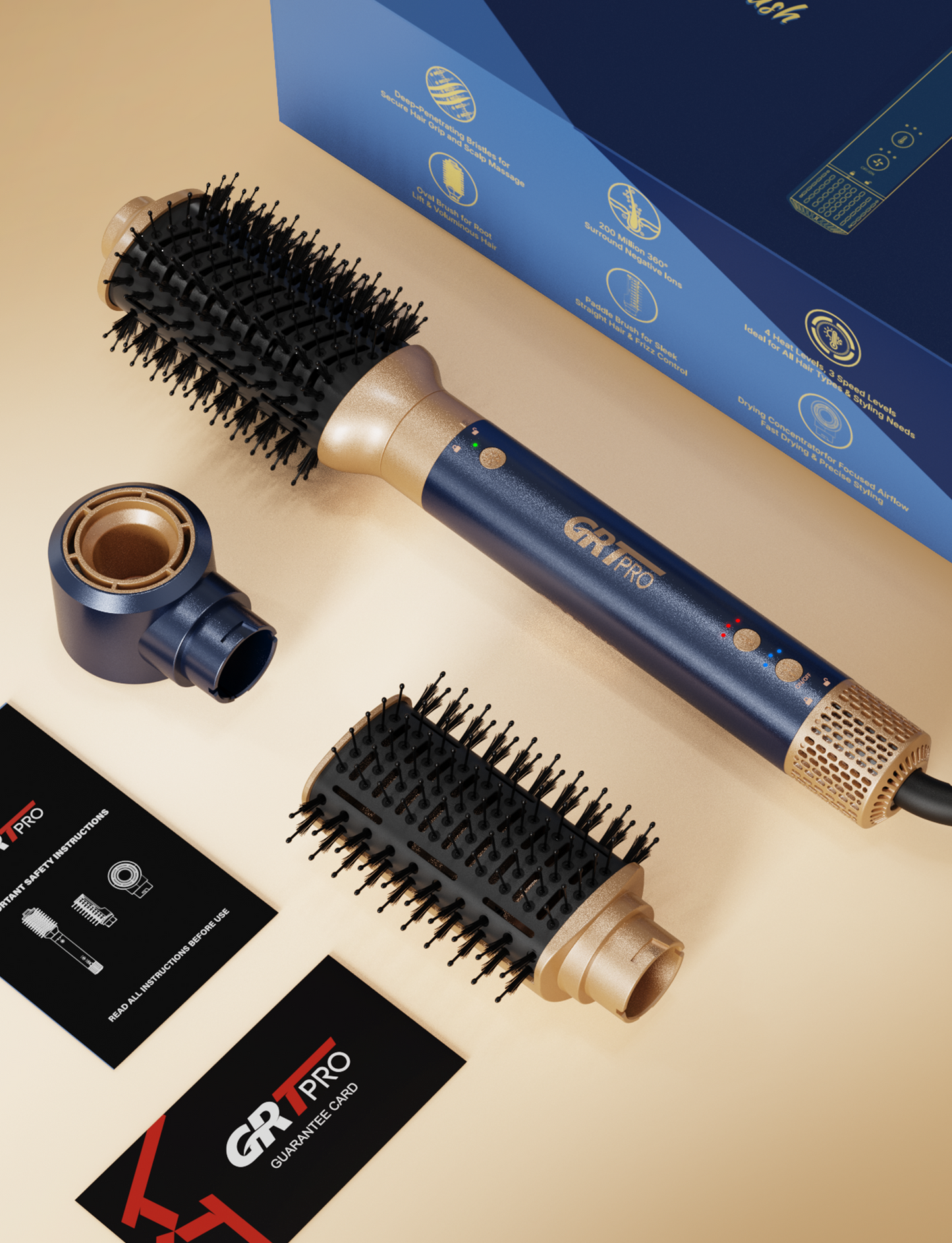 3-in-1 Hot Air Styler & Hair Dryer Brush | Negative Ion Multi Hair Styler, One-Step Volumising, Straightening & Blow Drying, High-Speed Motor, for Medium to Long Hair