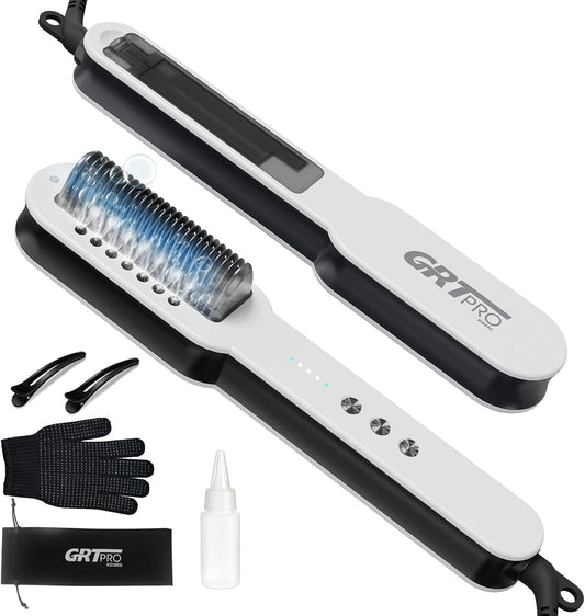 Hair Straightener Brush, Hydro-Ionic Ceramic