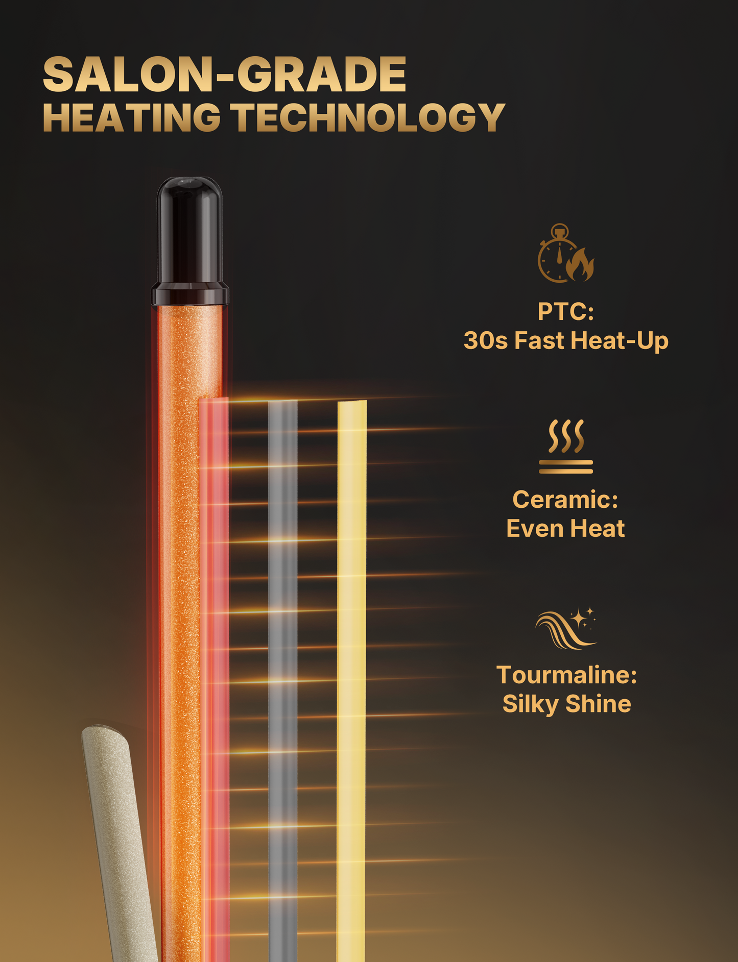 9mm Auto-Rotating Curling Iron, Professional Texturing Tool with 14 Heat Settings 100-230°C, Ceramic Tourmaline Coating, 30s Fast Heat-Up, Auto Shut-Off – for Short/Medium Hair, Tight Curls & Root Lift