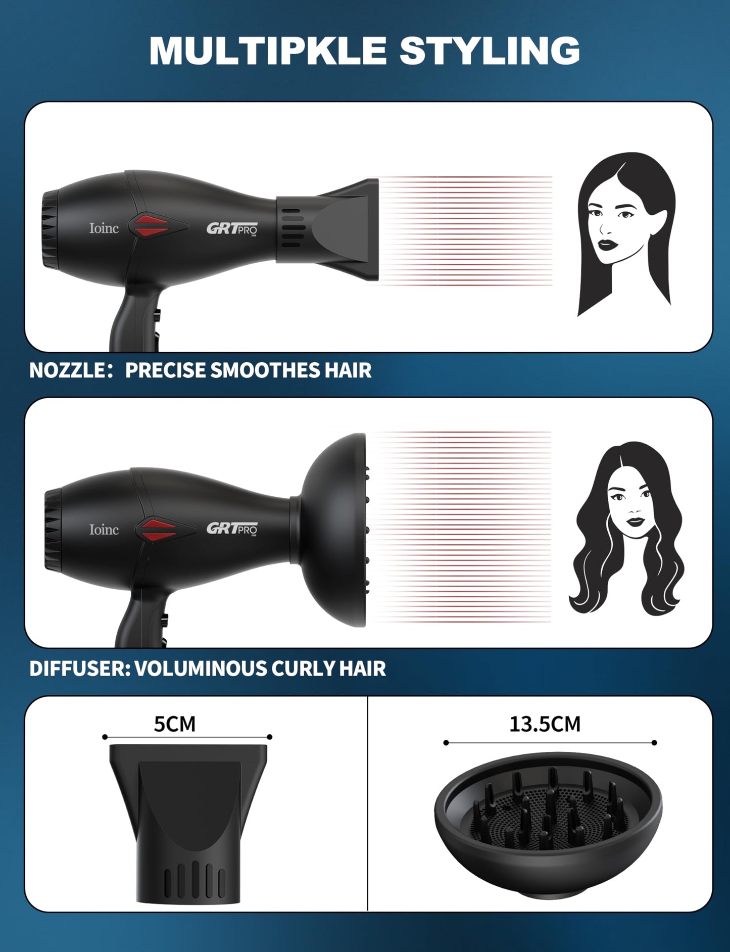 Professional Hair Dryer 2400W Ionic Hairdryer AC Motor