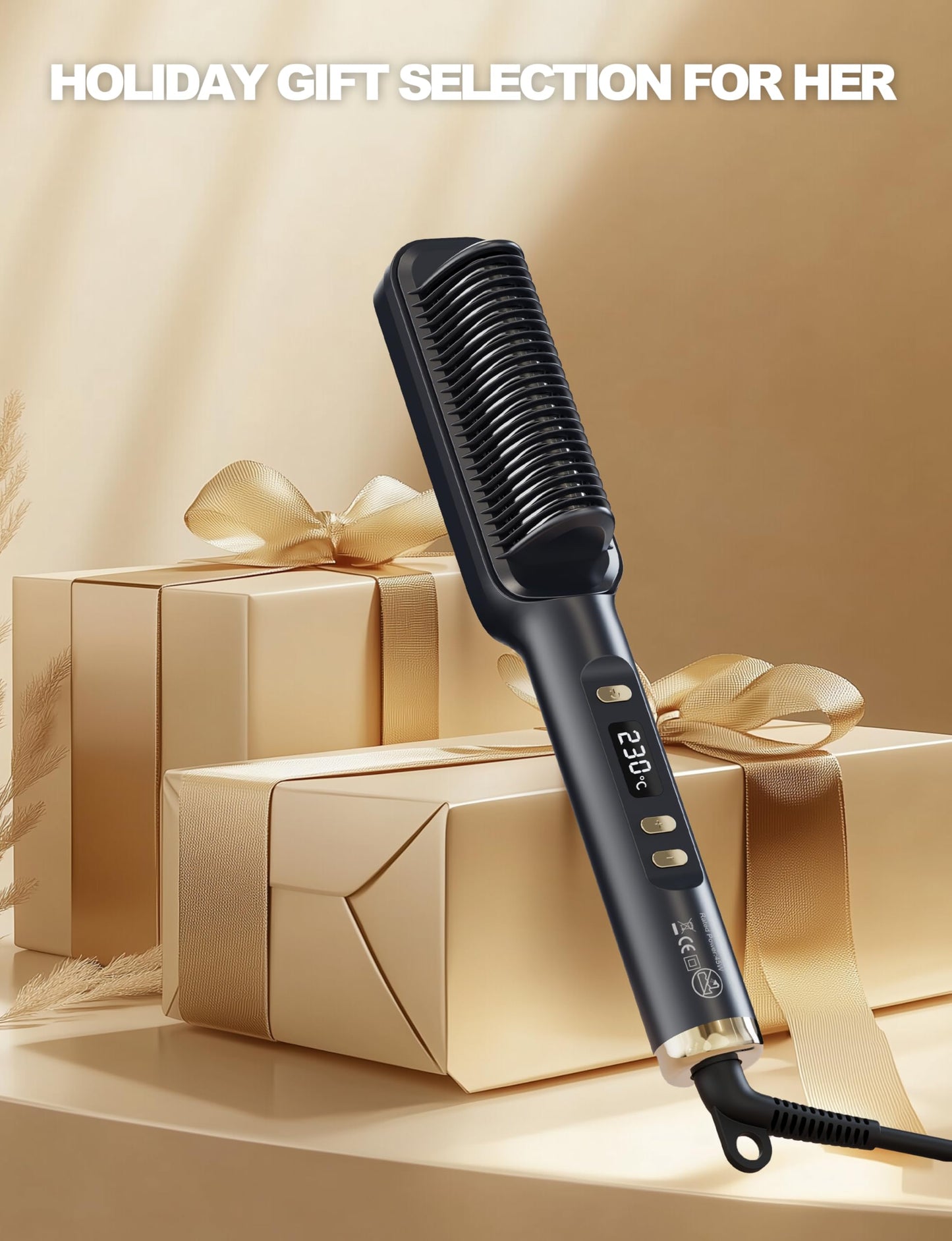 Hair Straightener Brush, Ceramic Hair Straighteners and Straightening Brush 2-in-1 for Women